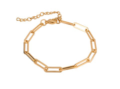 Modern Paperclip Chain Bracelet in Gold Tone