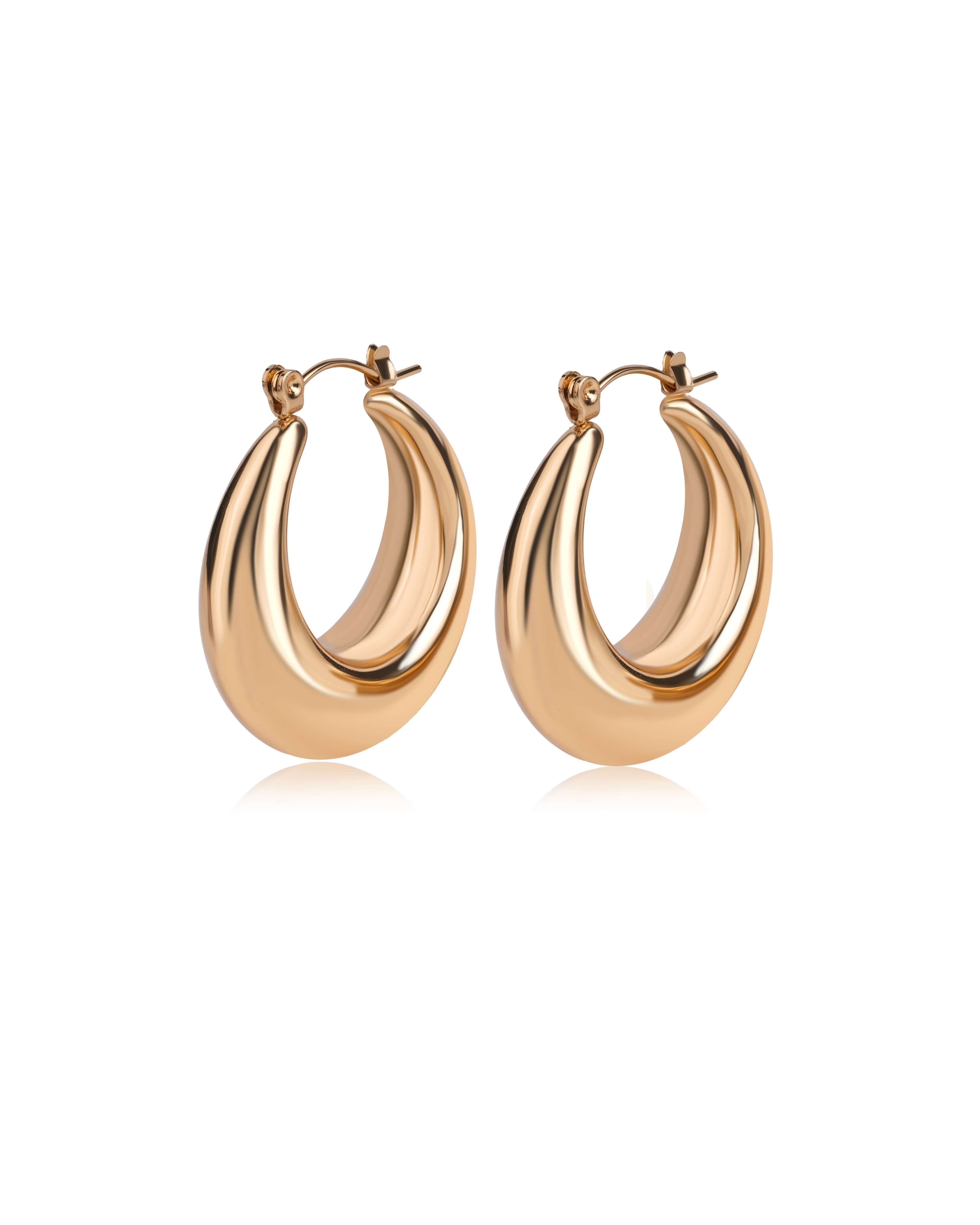 Luxe Domed Gold Hoop Earrings