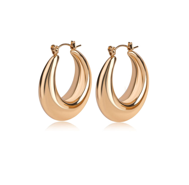 Luxe Domed Gold Hoop Earrings